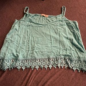 Teal crop ish tank top